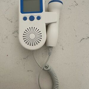 Handheld Fetal Doppler-Style Monitor in White and Blue